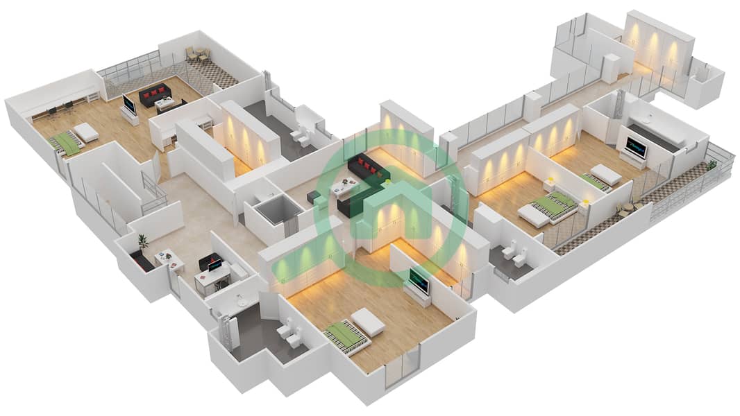 哈特兰别墅区 - 6 卧室别墅类型6A戶型图 First Floor interactive3D