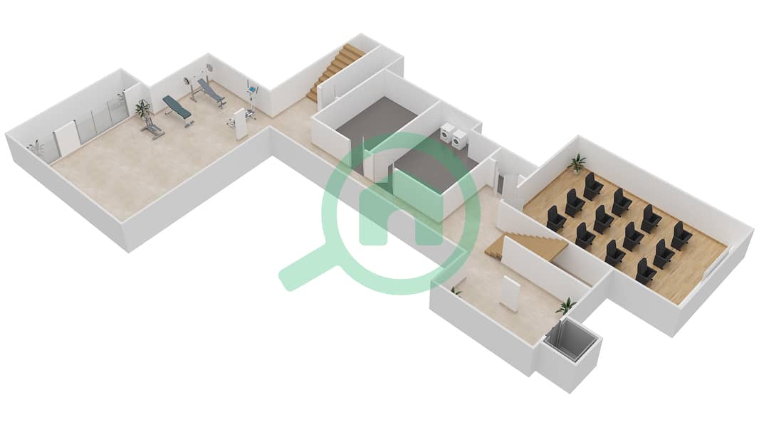 哈特兰别墅区 - 6 卧室别墅类型6B戶型图 Basement interactive3D