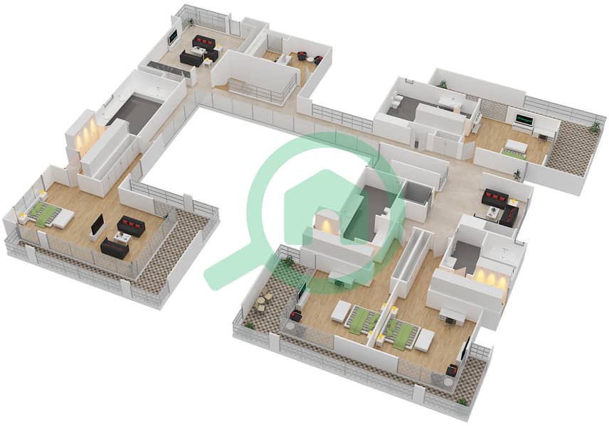 哈特兰别墅区 - 6 卧室别墅类型6C戶型图 First Floor interactive3D