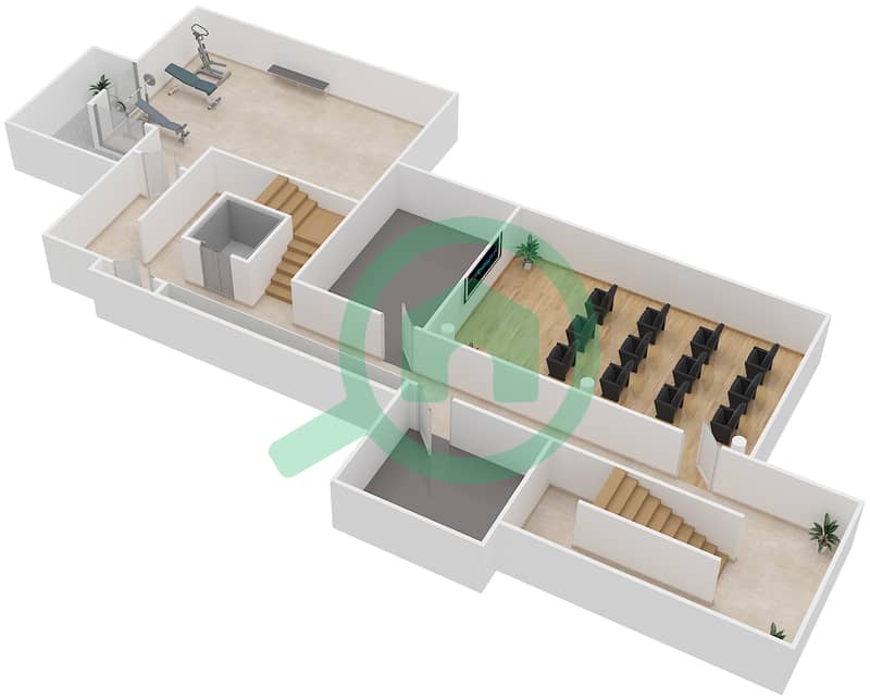 Sobha Hartland Estates - 6 Bedroom Villa Type 6D Floor plan Basement interactive3D