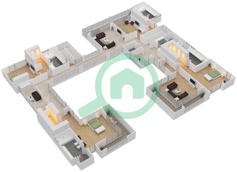 Sobha Hartland Estates - 6 Bedroom Villa Type 6F Floor plan First Floor interactive3D