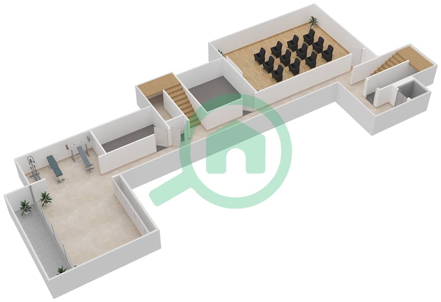 Sobha Hartland Estates - 6 Bedroom Villa Type 6F Floor plan Basement interactive3D