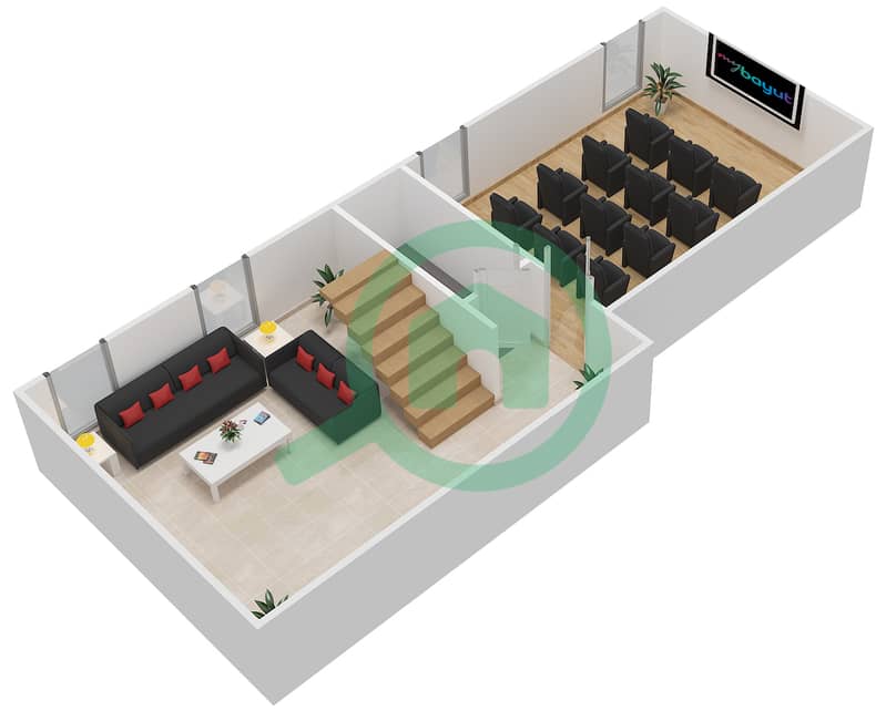 المخططات الطابقية لتصميم النموذج C فیلا 4 غرف نوم - الزهرة البرية‬ Basement interactive3D