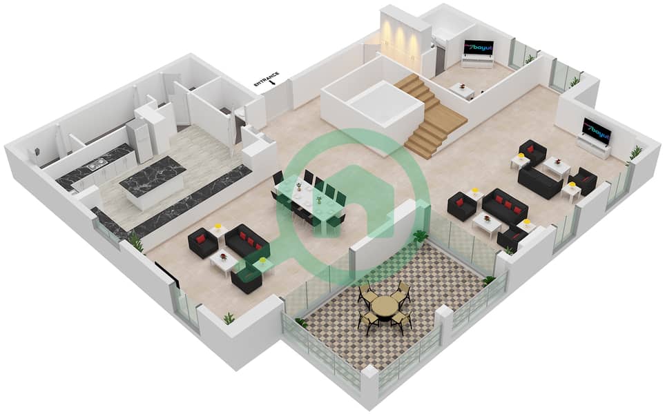 帆船住宅社区 - 5 卧室公寓类型／单位1/607戶型图 Floor 6 interactive3D