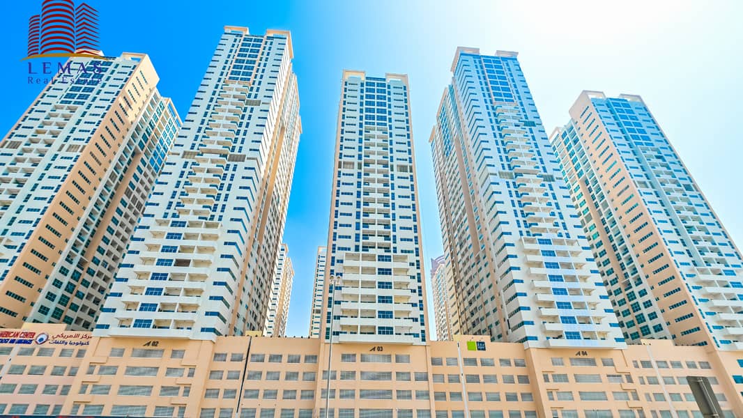Hot offer 2 bhk big size partial city view with parking for sale in Ajman one tower