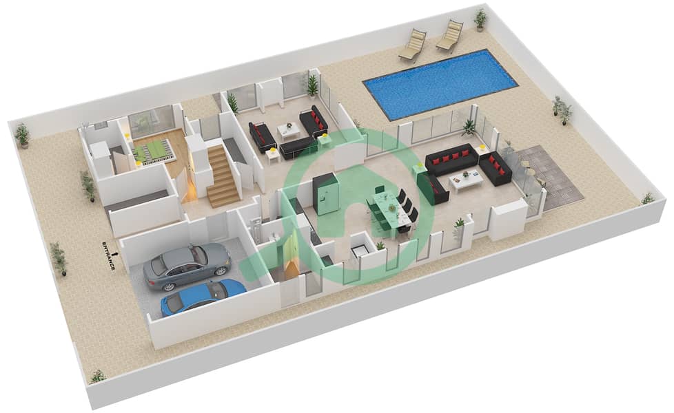 Sienna Views - 5 Bedroom Villa Type 1 Floor plan Ground Floor interactive3D