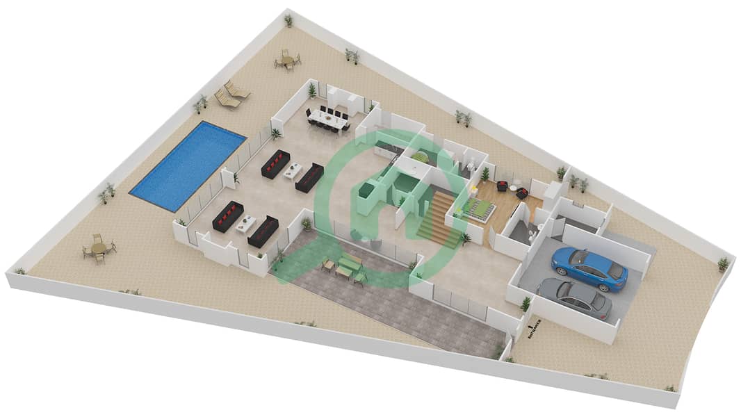 Sienna Views - 4 Bedroom Villa Type 6 Floor plan Ground Floor interactive3D