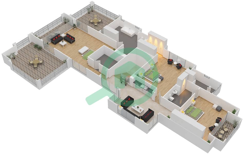 المخططات الطابقية لتصميم النموذج 6 فیلا 4 غرف نوم - سيينا فيوز First Floor interactive3D