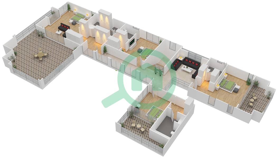 المخططات الطابقية لتصميم النموذج 5 فیلا 5 غرف نوم - سيينا فيوز First Floor interactive3D