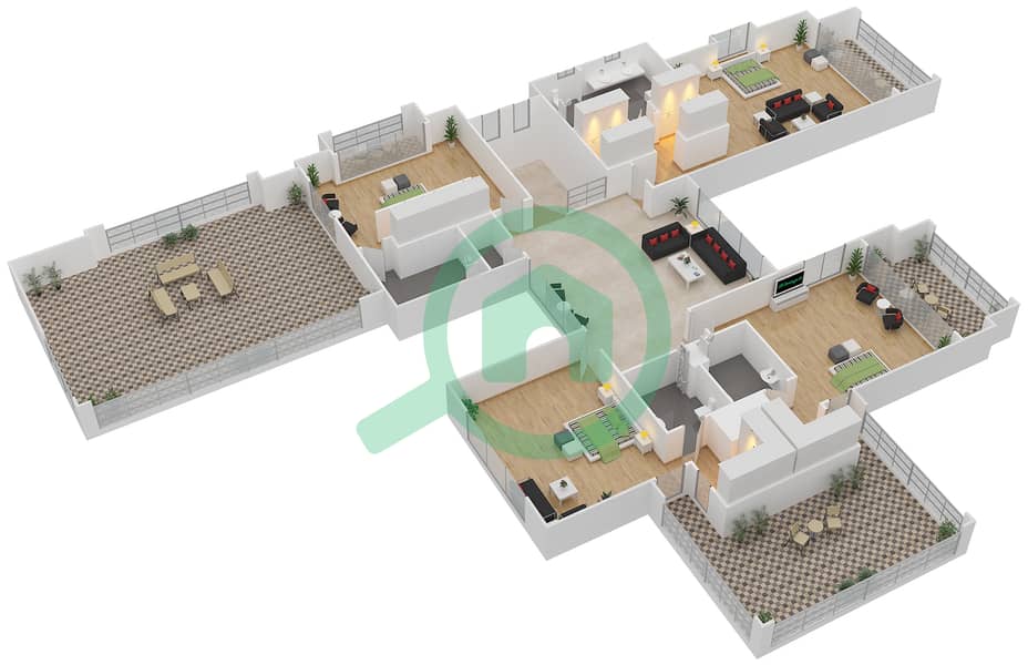 المخططات الطابقية لتصميم النموذج 8 فیلا 5 غرف نوم - سيينا فيوز First Floor interactive3D