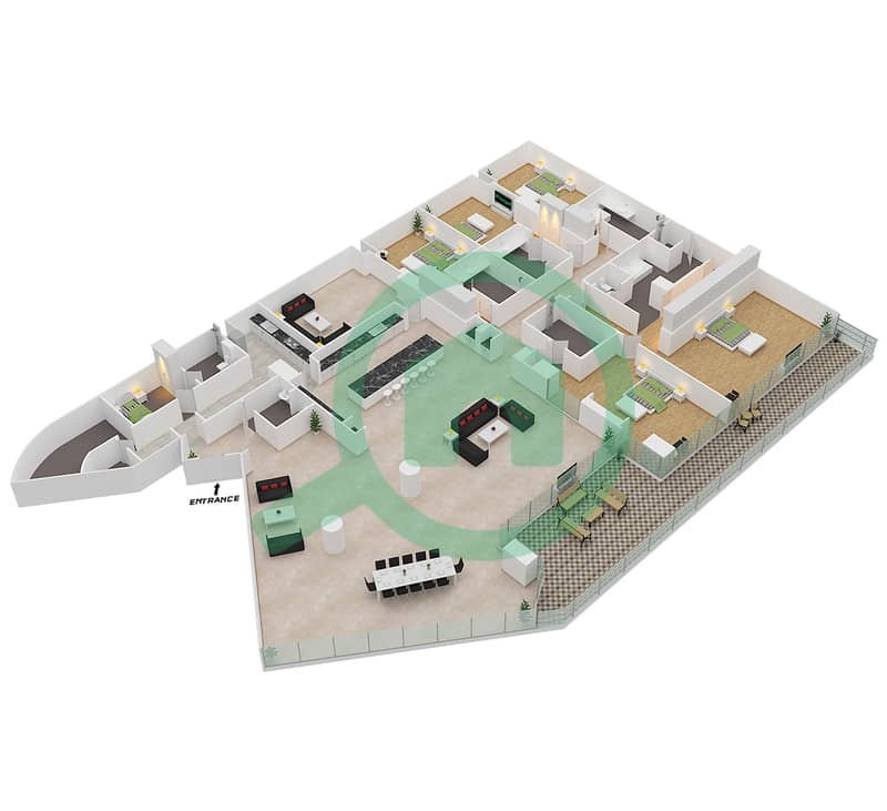 Мэншн 6 - Апартамент 5 Cпальни планировка Единица измерения 6-101 Floor 1 interactive3D