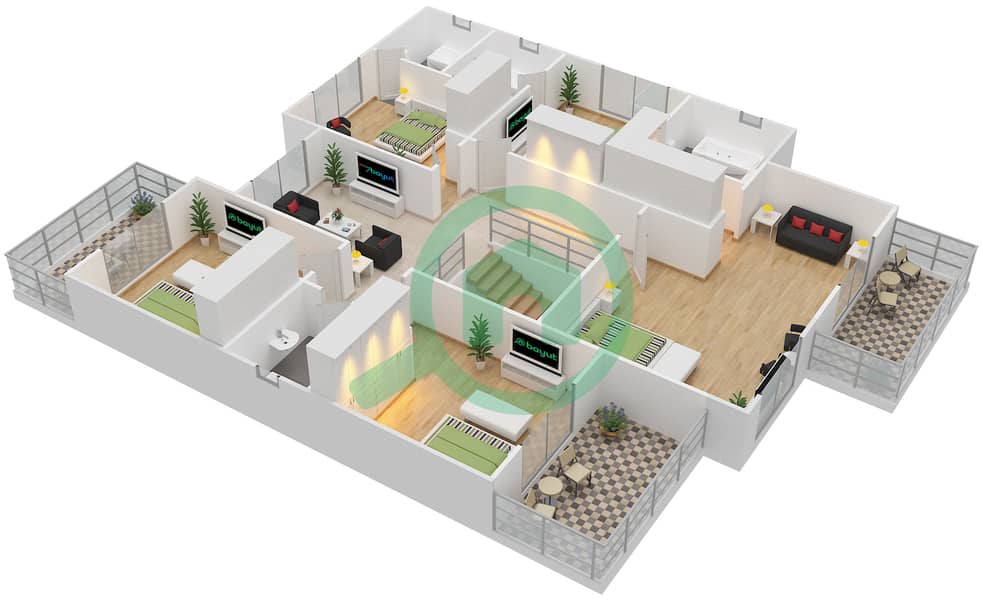 The Meadows 1 - 7 Bedroom Villa Type 8 Floor plan First Floor interactive3D