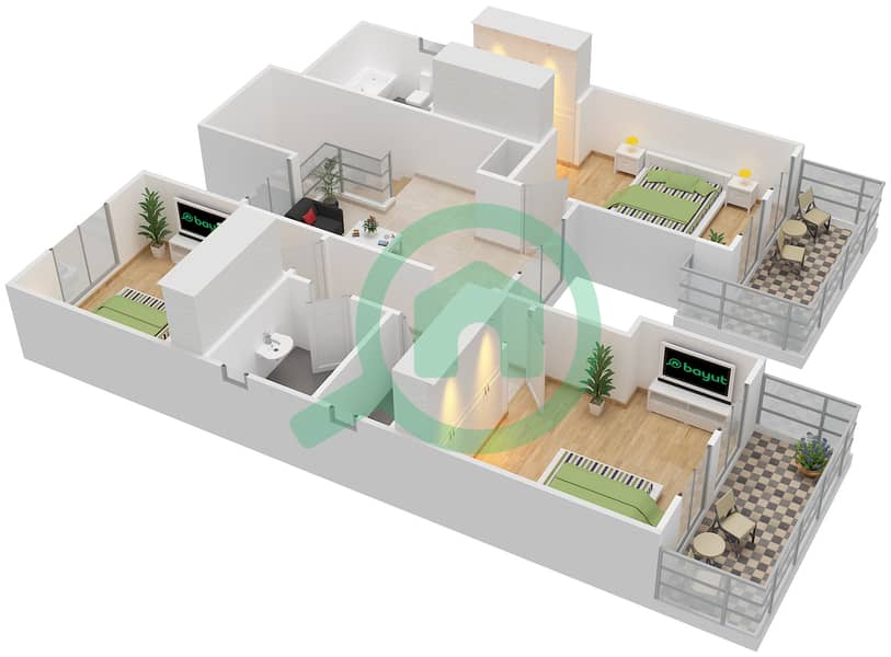 Медоус 1 - Вилла 4 Cпальни планировка Тип 6 First Floor interactive3D
