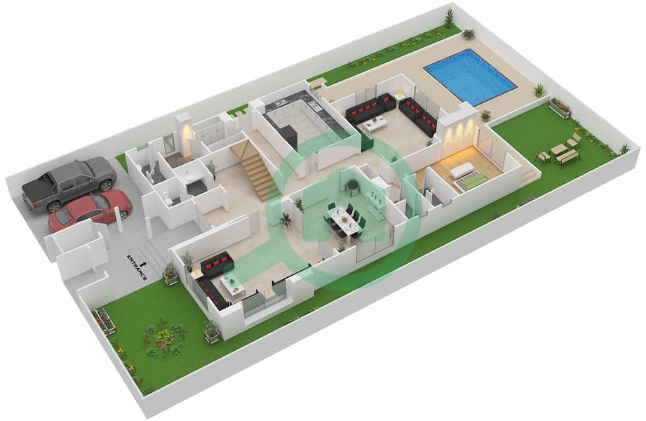 Golf Gardens - 5 Bedroom Villa Type 1 Floor plan Ground Floor interactive3D