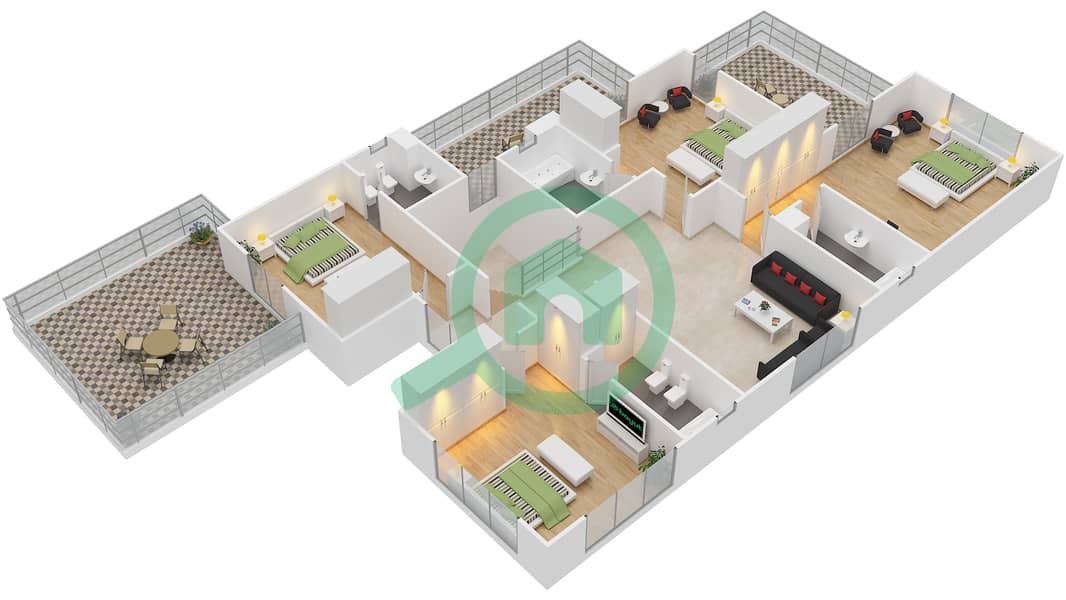 Golf Gardens - 5 Bedroom Villa Type 1 Floor plan First Floor interactive3D