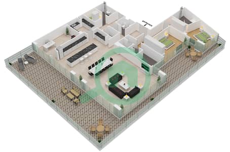 المخططات الطابقية لتصميم الوحدة 7-701, FLOOR 7 شقة 2 غرفة نوم - قصر 7