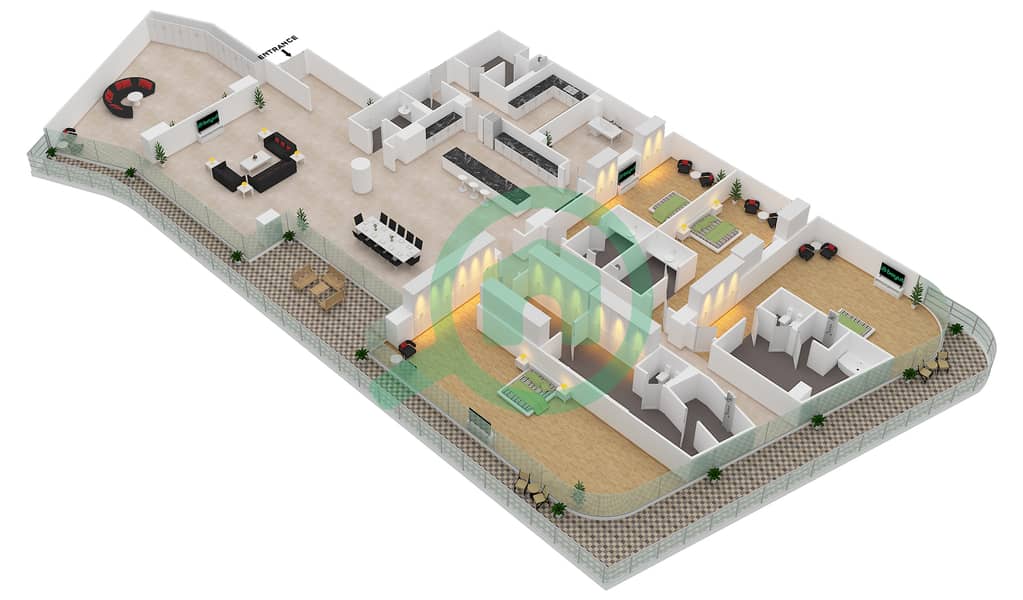 7号大厦 - 4 卧室公寓单位7-102, FLOOR 1戶型图 Floor 1 interactive3D