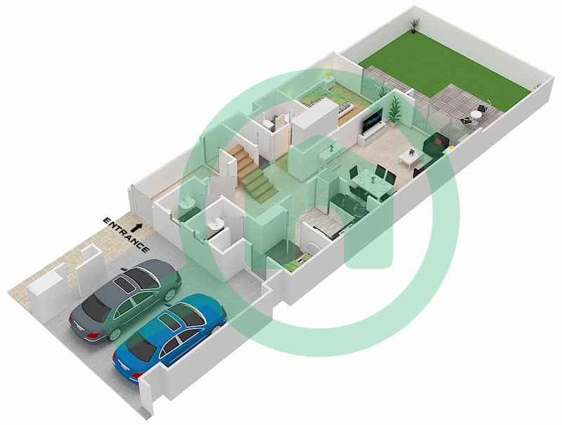 Jade at the Fields - 4 Bedroom Villa Type J4 Floor plan Ground Floor interactive3D