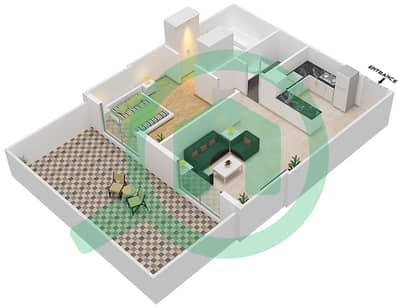 Azizi Star - 1 Bed Apartments Unit 10 Floor 01 Floor plan