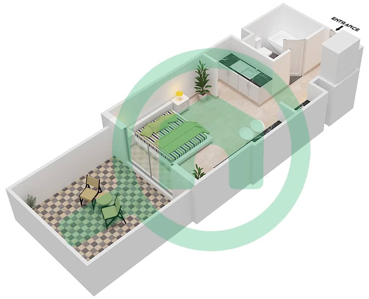 Azizi Star - Studio Apartment Unit 2,6,12,16 FLOOR 01 Floor plan Floor 01 interactive3D