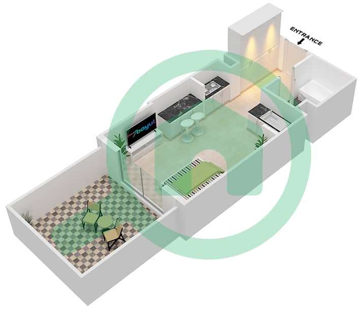المخططات الطابقية لتصميم الوحدة 5,11,15 FLOOR 01 شقة استوديو - عزيزي ستار Floor 01 interactive3D
