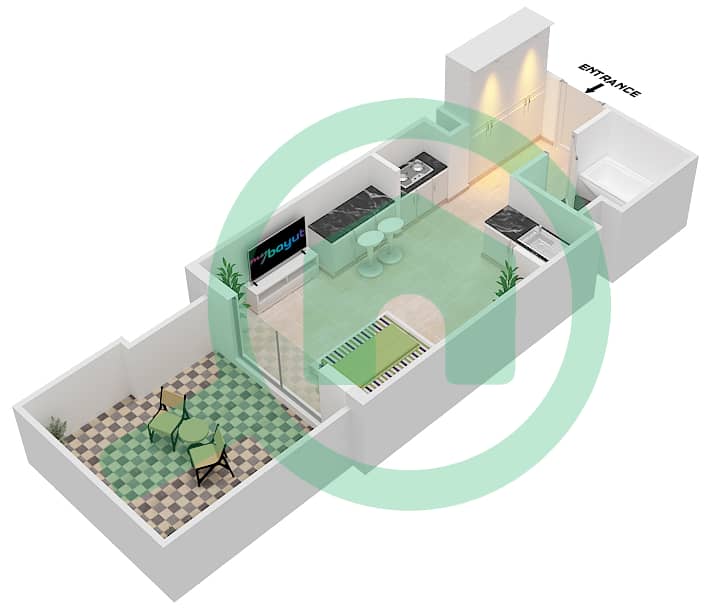 المخططات الطابقية لتصميم الوحدة 2A FLOOR 01 شقة استوديو - عزيزي ستار Floor 01 interactive3D