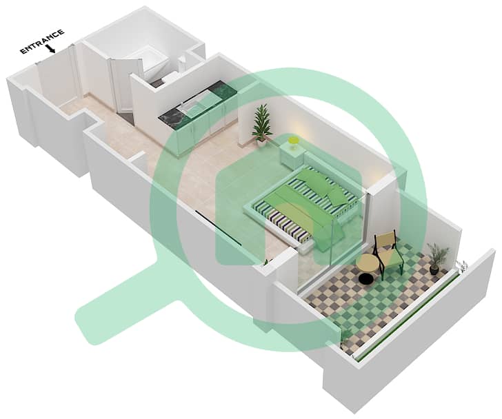 المخططات الطابقية لتصميم الوحدة 21 FLOOR 01 شقة استوديو - عزيزي ستار Floor 01 interactive3D