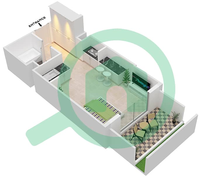 المخططات الطابقية لتصميم الوحدة 22 FLOOR 01 شقة استوديو - عزيزي ستار Floor 01 interactive3D