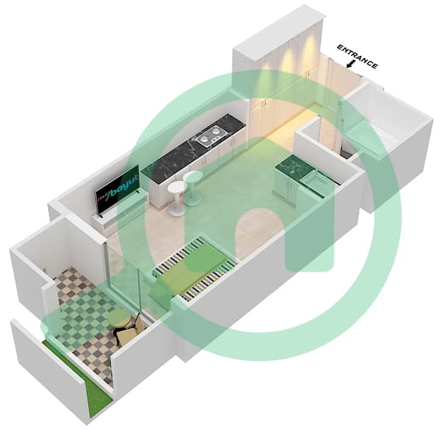 المخططات الطابقية لتصميم الوحدة 25 FLOOR 01 شقة استوديو - عزيزي ستار Floor 01 interactive3D