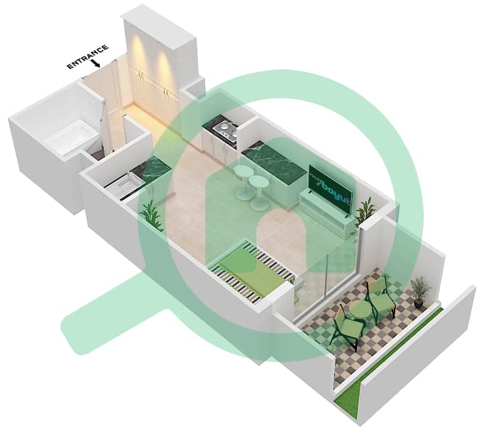 Азизи Стар - Апартамент Студия планировка Единица измерения 26 FLOOR 01 Floor 01 interactive3D