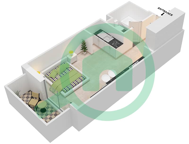Азизи Стар - Апартамент Студия планировка Единица измерения 32 FLOOR 01 Floor 01 interactive3D