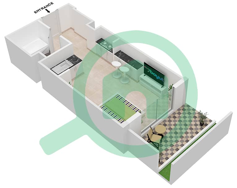 المخططات الطابقية لتصميم الوحدة 36 FLOOR 01 شقة استوديو - عزيزي ستار Floor 01 interactive3D