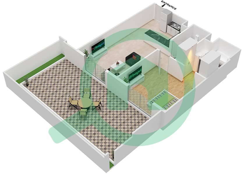 Азизи Стар - Апартамент 1 Спальня планировка Единица измерения 37 FLOOR 01 Floor 01 interactive3D