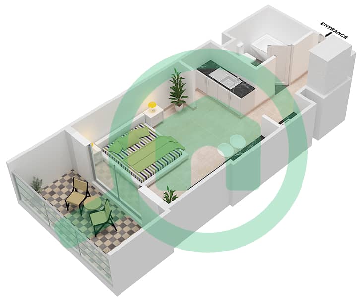 Azizi Star - Studio Apartment Unit 2 FLOOR 02-11 Floor plan Floor 02-11 interactive3D