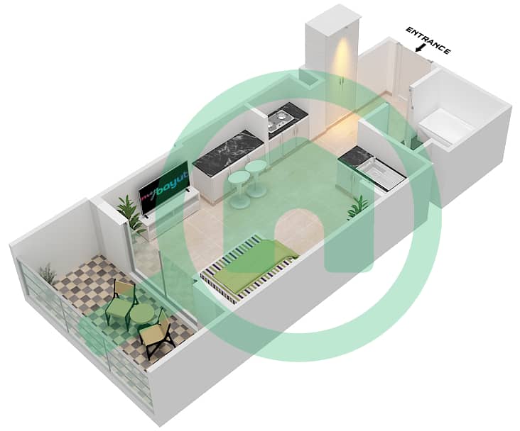 المخططات الطابقية لتصميم الوحدة 3 FLOOR 02-11 شقة استوديو - عزيزي ستار Floor 02-11 interactive3D