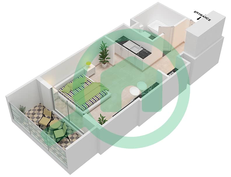 Azizi Star - Studio Apartment Unit 4 FLOOR 02-11 Floor plan Floor 02-11 interactive3D