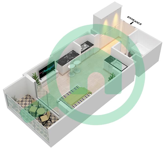 Azizi Star - Studio Apartment Unit 5 FLOOR 02-11 Floor plan Floor 02-11 interactive3D