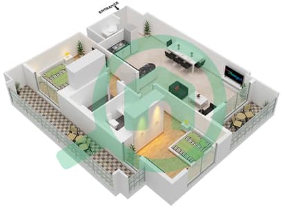 Azizi Star - 2 Bed Apartments Unit 19 Floor 02-11 Floor plan