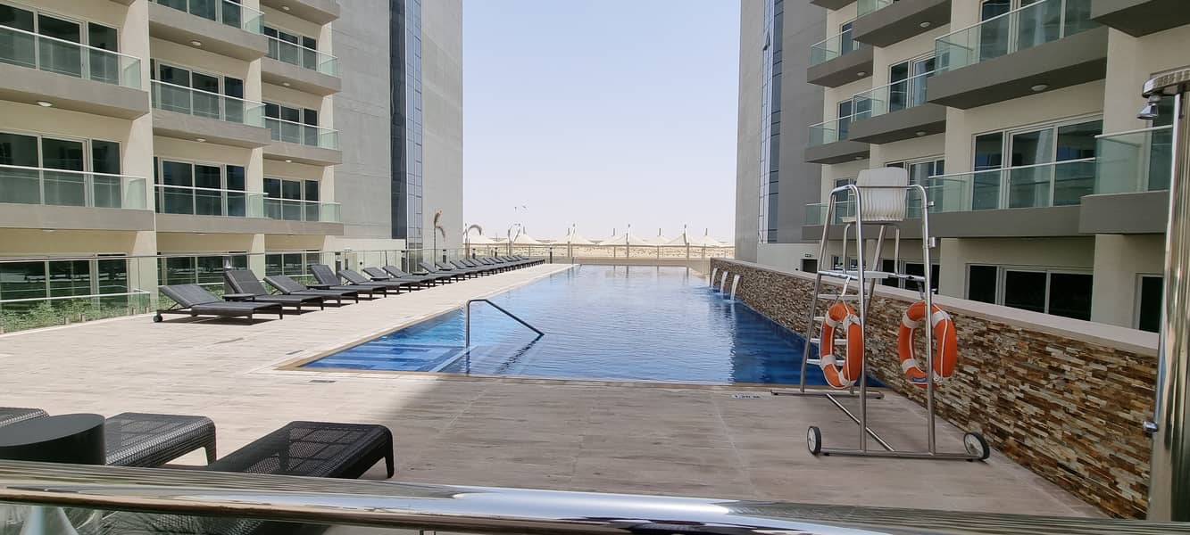 Ready to move The most luxurious studio for sale 424sqft area, price 306k, with full facilities in damac hills 2 dubai