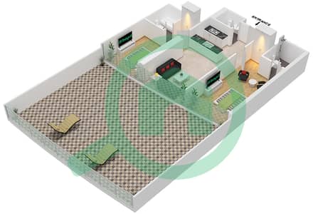 المخططات الطابقية لتصميم الوحدة 302 شقة 2 غرفة نوم - مارينا باي من داماك