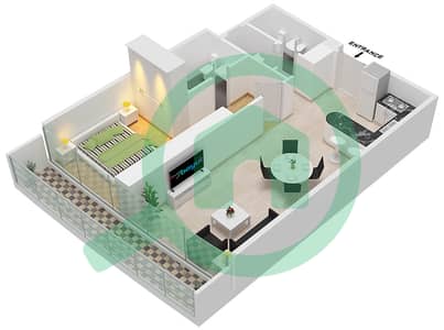 المخططات الطابقية لتصميم الوحدة 409 شقة 1 غرفة نوم - مارينا باي من داماك