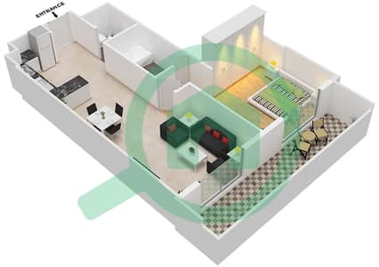 Azizi Star - 1 Bed Apartments Unit 20 Floor 02-11 Floor plan