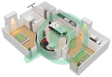 Azizi Star - 2 Bed Apartments Unit 24 Floor 02-11 Floor plan