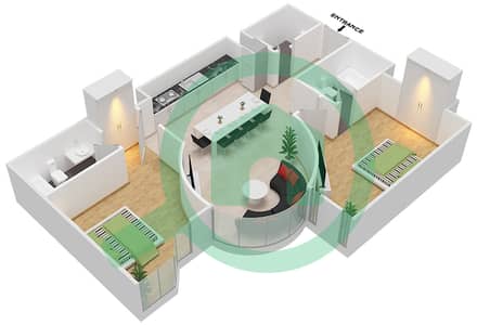 Azizi Star - 2 Bedroom Apartment Unit 33 FLOOR 02-11 Floor plan
