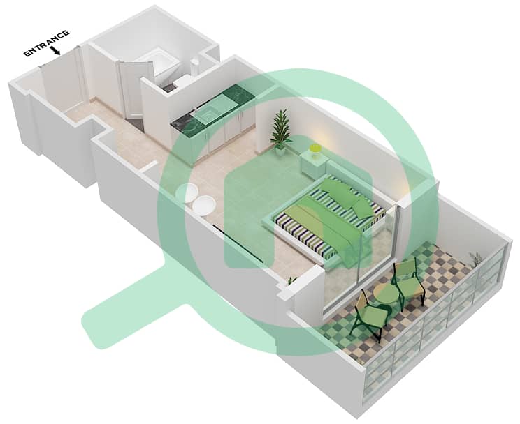 Azizi Star - Studio Apartment Unit 21 FLOOR 02-11 Floor plan Floor 02-11 interactive3D