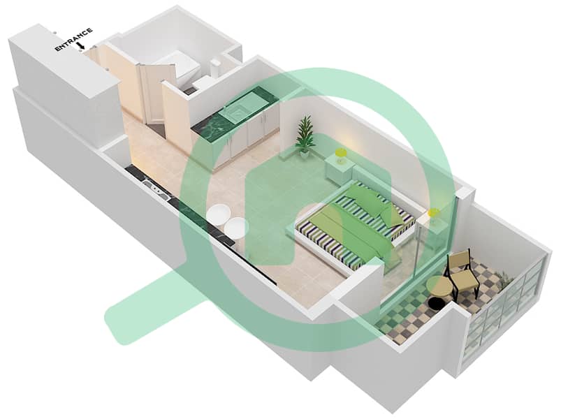 Azizi Star - Studio Apartment Unit 25 FLOOR 02-11 Floor plan Floor 02-11 interactive3D