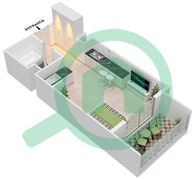 Азизи Стар - Апартамент Студия планировка Единица измерения 26 FLOOR 02-11 Floor 02-11 interactive3D