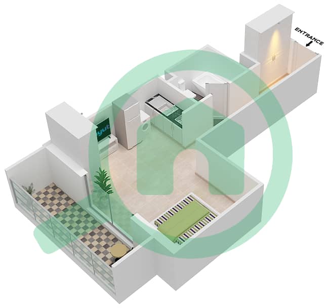 Азизи Стар - Апартамент Студия планировка Единица измерения 28, FLOOR 02-11 Floor 02-11 interactive3D