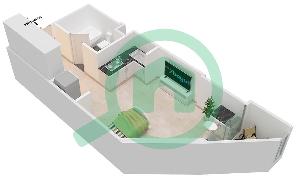 Azizi Star - Studio Apartment Unit 34 FLOOR 02-11 Floor plan Floor 02-11 interactive3D
