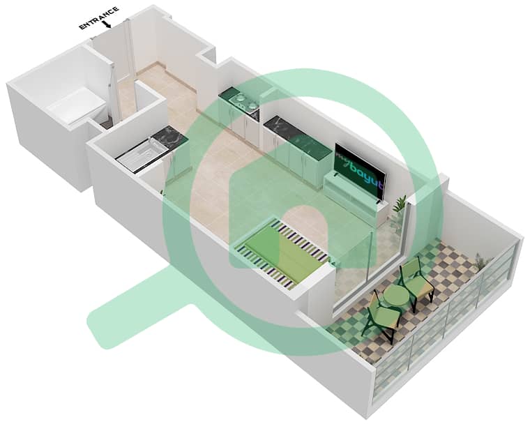 Azizi Star - Studio Apartment Unit 36 FLOOR 02-11 Floor plan Floor 02-11 interactive3D